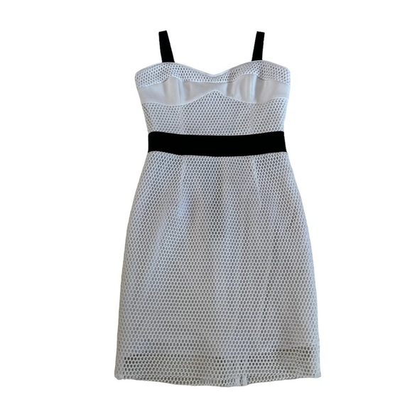 Milly Black & White Bustier Dress with Mess Overlay Size 4 - Picture 8 of 17